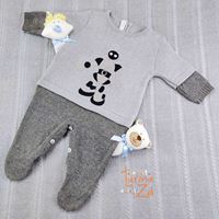 Macacão Robô em tricot com body golinha cinza - 2 itens - PP